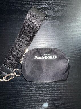 Sephora Black Beauty Insider Wristlet Pouch with Branded Strap